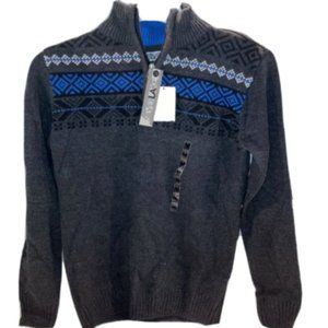 NWT Boys 1/4 Zip Sweater by Sliverlake Sz M 10-12 Gray Blue White Winter Theme